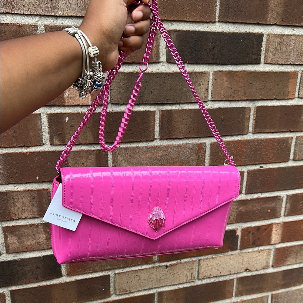Kurt Geiger Pink Crossbody Bag with Chain Strap
